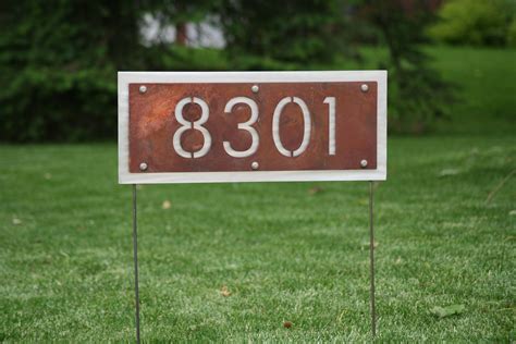 metal house numbers for lawn|Metal House Number Lawn Sign .